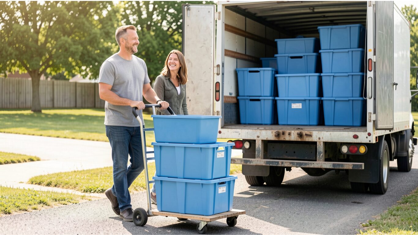 Reusable plastic moving [BOXES] delivered in [CITY]